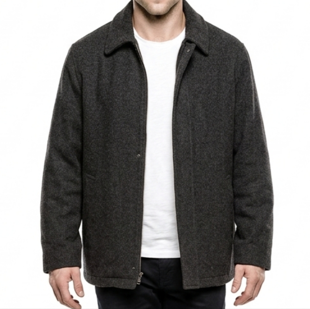 Chaps Men's Wool Blend Zip-up Jacket in Dark Gray